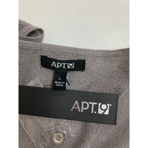 Apt. 9 Asymmetrical Cardigan Women L Large Silver Metallic Open Front Tab Sleeve - Picture 10 of 14